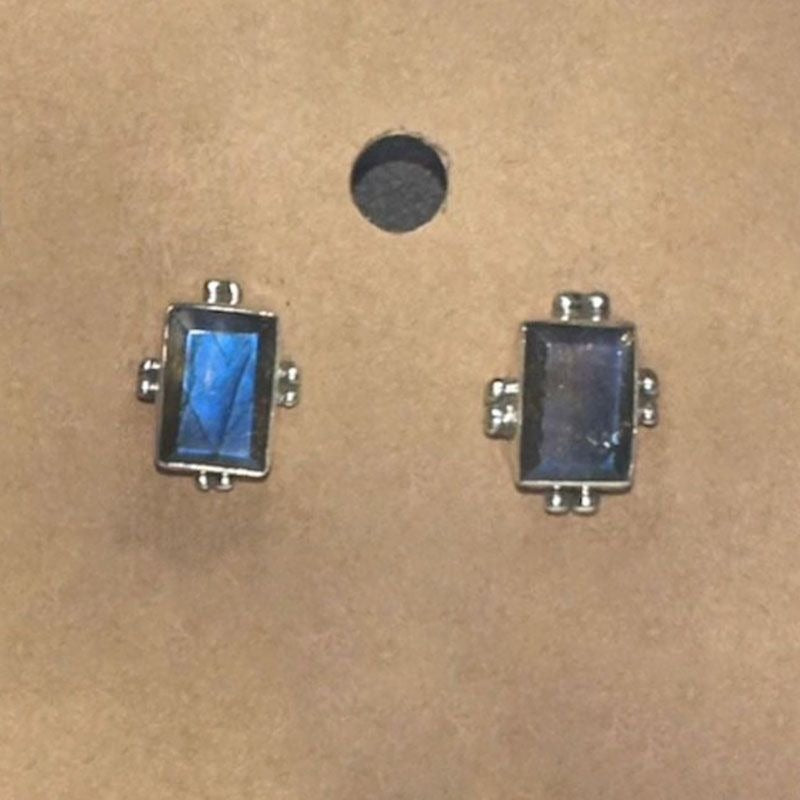 Sterling Silver Labradorite Gemstone Stud Earings