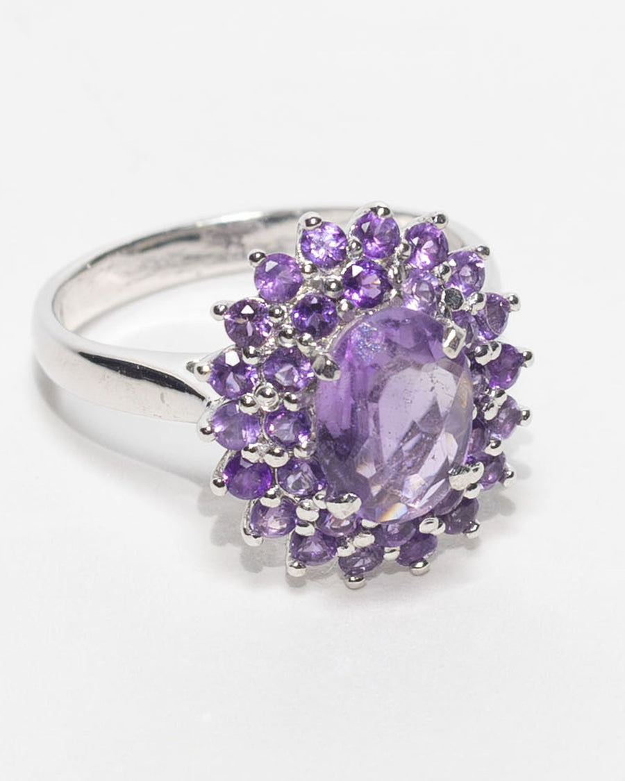 Amethyst cluster ring in sterling silver