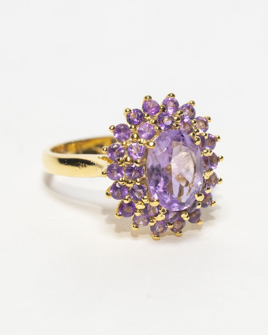 Amethyst cluster ring in 18k gold over sterling