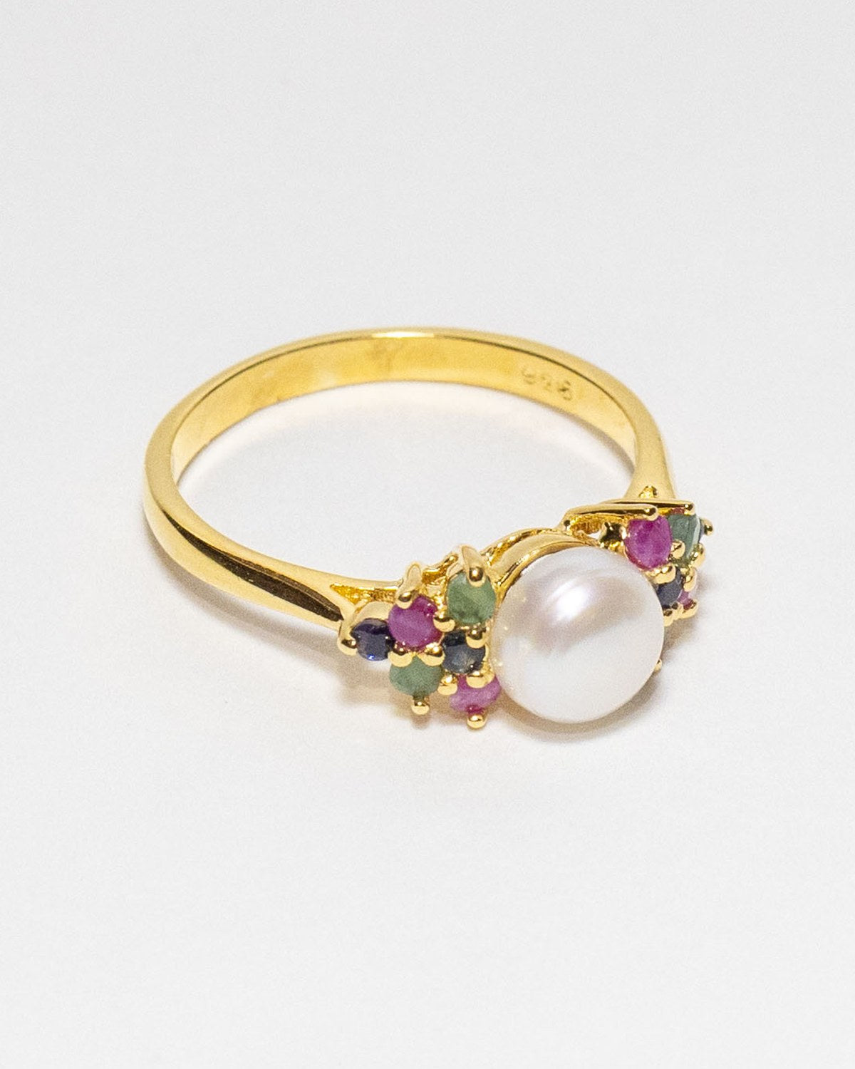 Pearl trio ring in 18k gold over sterling