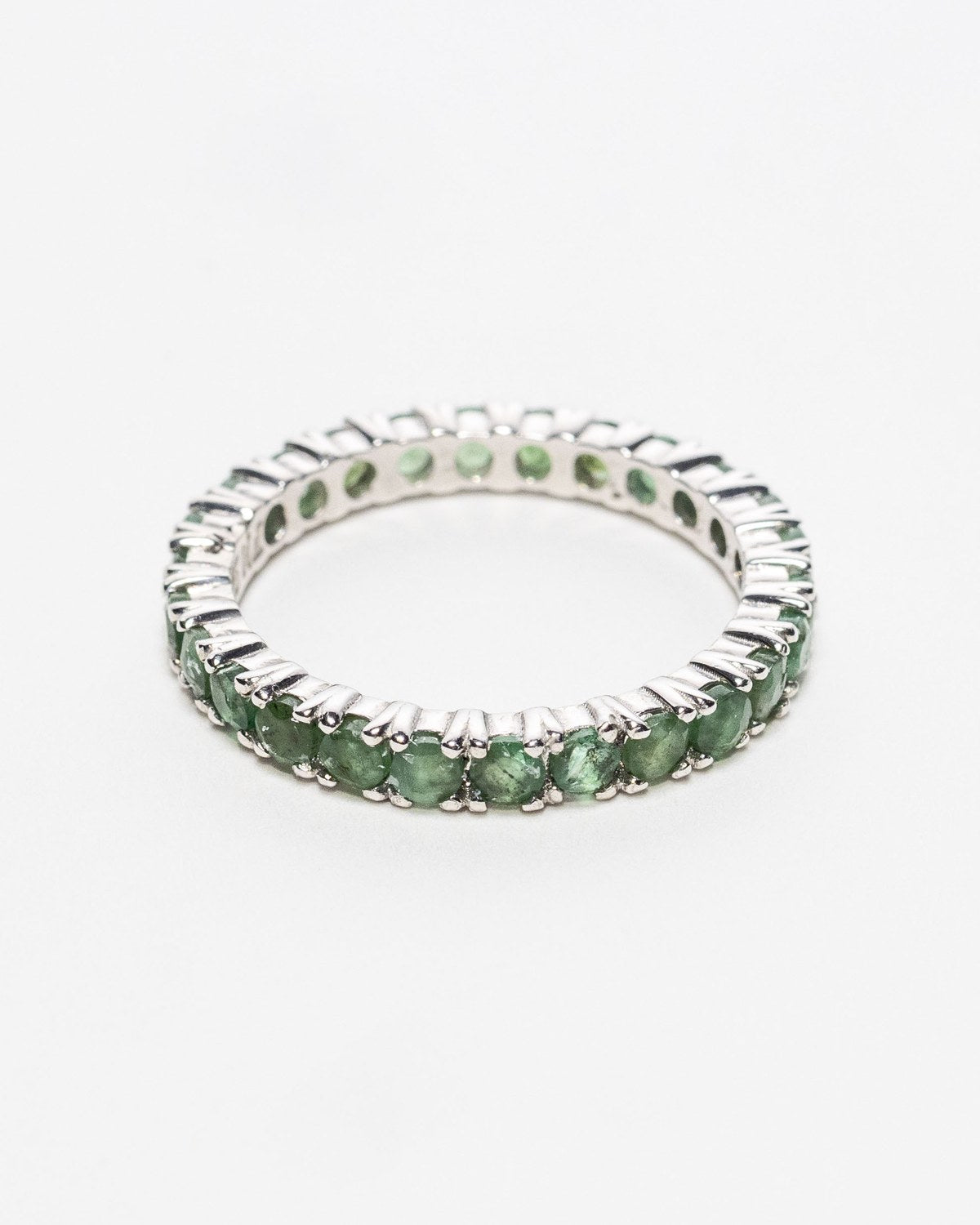 Emerald eternity band in sterling silver