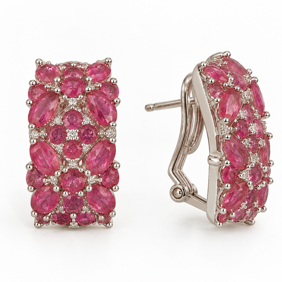 Natural ruby earrings in sterling silver